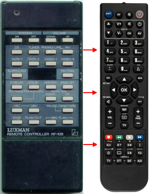Replacement remote for Luxman F105, 01E03143S01