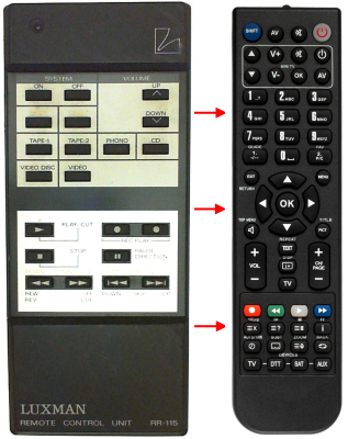 Replacement remote for Luxman R115, RR115, 01E04303S01