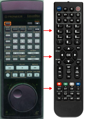 Replacement remote for Pioneer CLD99, VXX2224, CUCLD117