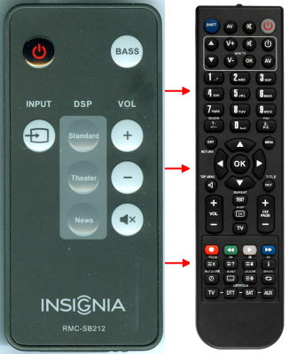 Replacement remote for Insignia 600SB21205B, NSSB212, RMCSB212