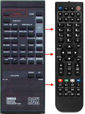 Ersättande fjärrkontroll för Yamaha RX730, VG808500
