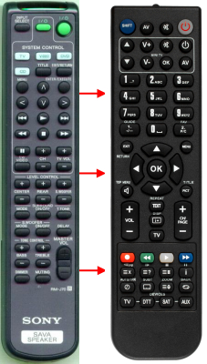 Replacement remote for Sony SAVA500, 141829111, SAVA700, RMJ70, SSCN16