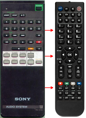 Replacement remote for Sony STRAV760, RMS760, STRAV560