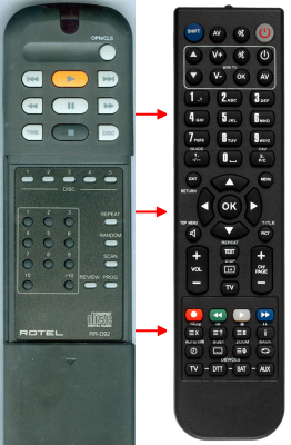 Replacement remote for Rotel RCC955, RCC1055, RRD92