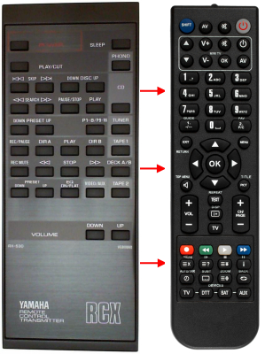 Ersatzfernbedienung für Yamaha VG808600, RX530