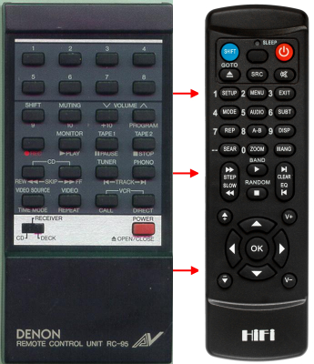 Replacement remote control for Denon DRA75VR