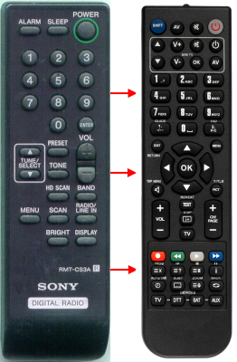 替换的遥控器用于 Sony XDRS3HD, A1259028A, RMTCS3A