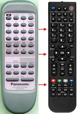 Replacement remote for Panasonic SAPM03, EUR648100, SCPM03