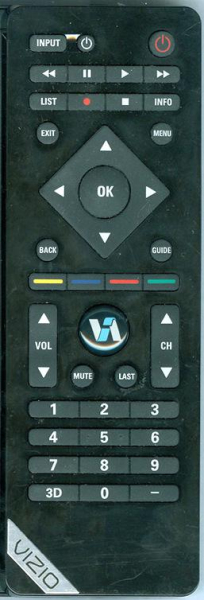 Replacement remote for Vizio VUR103D, 098003060800, M3D460SR, M3D550SR