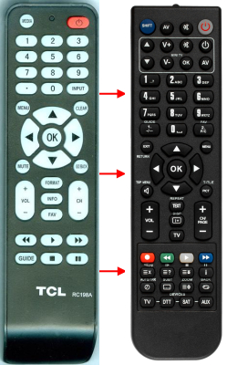 Replacement remote for Tcl L26HDF11TA, RC198A, L40FHDF11TA, L24HDF11TA