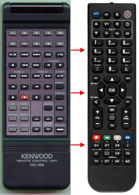 Replacement remote for Kenwood SPECTRUM590, RC99, KA99, A70034305