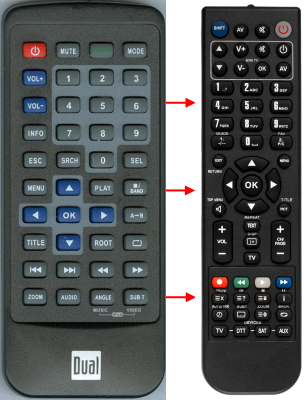 Replacement remote for Dual XDVD8183, DLI8183, XDVD8183N