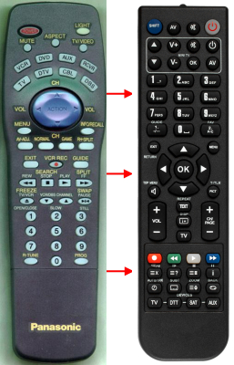 Replacement remote for Panasonic CT30WX50, EUR511162, CT34WX50