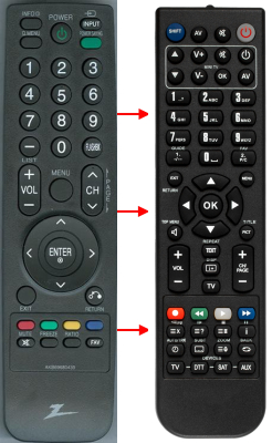Replacement remote for Zenith Z42PT320, Z50PJ240, Z50PV220, Z42PJ240