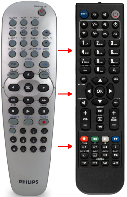 Replacement remote for Philips DVD750VR, 483521837351, DVD750VR17