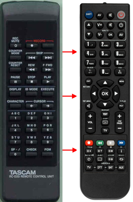 Replacement remote for Tascam MK20, RCD20, DA20MKII, 9A05556000
