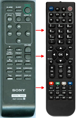 Replacement remote for Sony RMTCS10A, A1497347A, XDRS10HDIP
