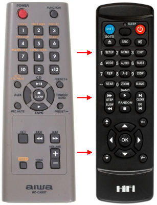 Replacement remote control for Aiwa RC-CAS07