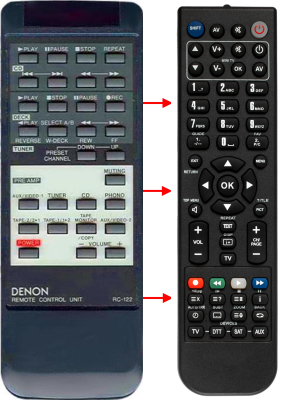 Replacement remote for Denon 3999029005, RC-122, PRA1500