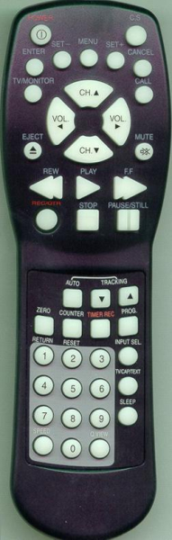 Replacement remote for Zenith TVBR0912Z, 076X0CC020