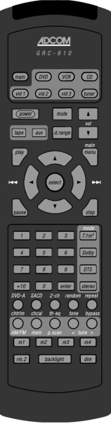 Replacement remote for Adcom GTP-830