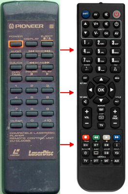 Replacement remote for Pioneer CLDA100, CUCLD085, DXX2108