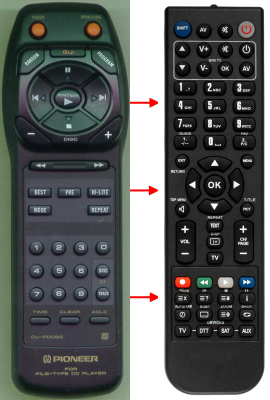 Replacement remote for Pioneer PWW1110, CUPD080, PDF1005, PDF1006
