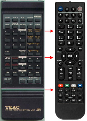 Replacement remote for Teac/teak AGV3050, 9A04979400, UR405, AGV8050