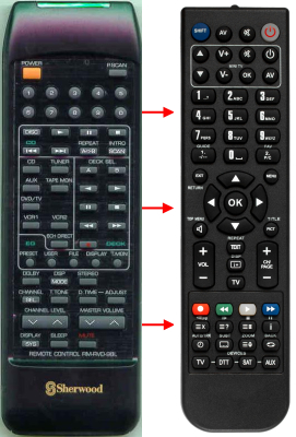 Replacement remote for Sherwood RVD6090R, RMRVD98L