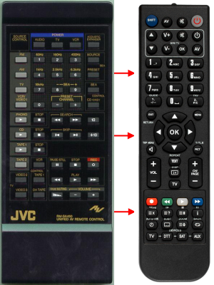 Replacement remote for JVC RMSA450, AXR450BK, AXR450