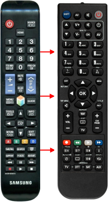 Replacement remote for Samsung UN65ES6500F, PN60E7000FF