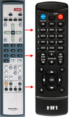 Replacement remote control for Rotel RR-DV99