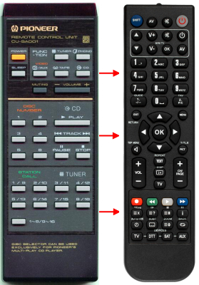 Replacement remote for Pioneer SA1270, SA1270BK, AXD1004, CUSA001