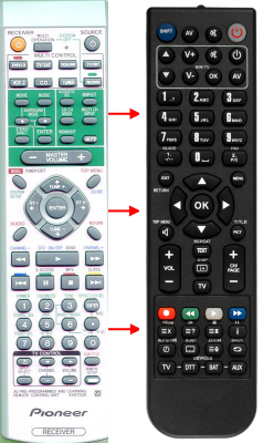 Replacement remote for Pioneer AXD7328, VSX43TX