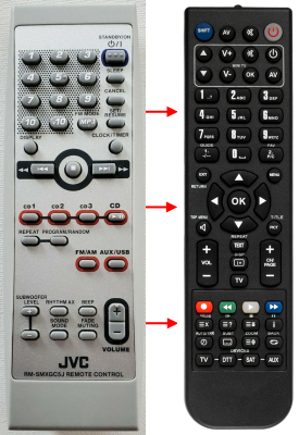 Replacement remote for JVC RMSMXGC5J, MXGC5, CAMXGC5, BI643MXGC5050