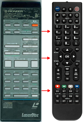 Replacement remote for Pioneer CUCLD004, VXX1040, CLD1010, CLD1010BK