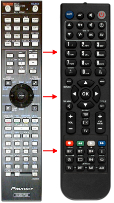 Replacement remote for Pioneer SC57, VSX53, VSX52, SC55, AXD7612