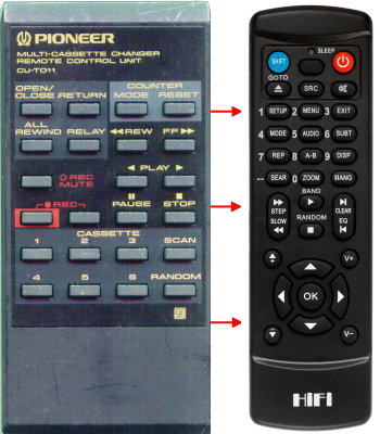 Erstatnings-fjernbetjening til  Pioneer CTM5R
