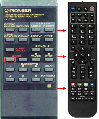 Replacement remote for Pioneer CTM6R, CUT011