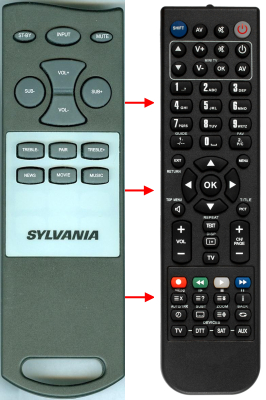 Replacement remote for Sylvania SB374W