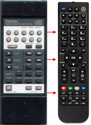 Replacement remote for Denon RC202, RC-202, DCD1500II