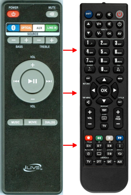 Replacement remote for iLive ITB295, REM-ITB295, REMITB295