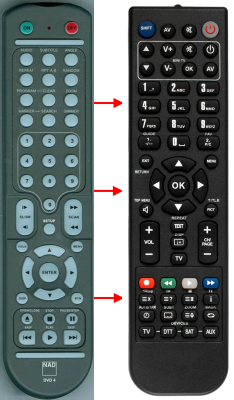 Replacement remote for Nad DVD3, DVD4, T562