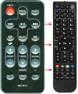 Replacement remote for Sangean WR5, RCP17, RC-P17, RCR10