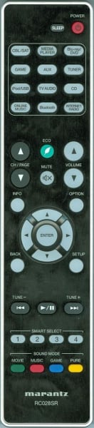 Replacement remote for Marantz 30701021600AS, RC028SR, NR1506, RT30701021600AS