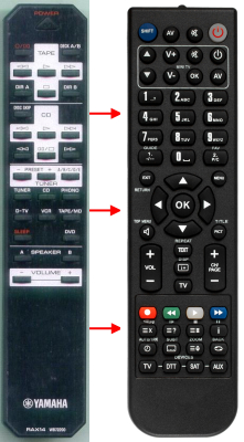 Replacement remote for Yamaha WB722000, RTWB722000, RAX14