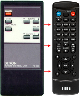 Replacement remote control for Denon TU380RD