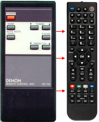Replacement remote for Denon TU660, TU680NAB, RC-126, 4990147008, TU280, TU235RD