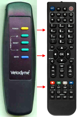 Replacement remote for Velodyne FSR-10, FSR-12, FSR-15, HGS-15, HGS-18, F-1800XR