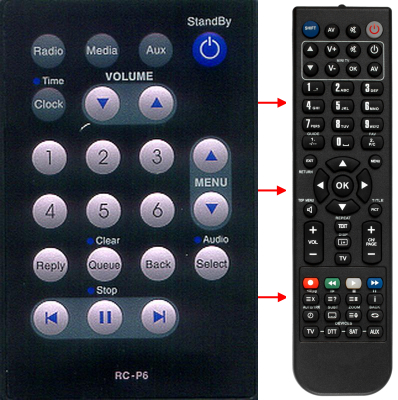 Replacement remote for Sangean RCP6, WFR20, 389R110B1-A